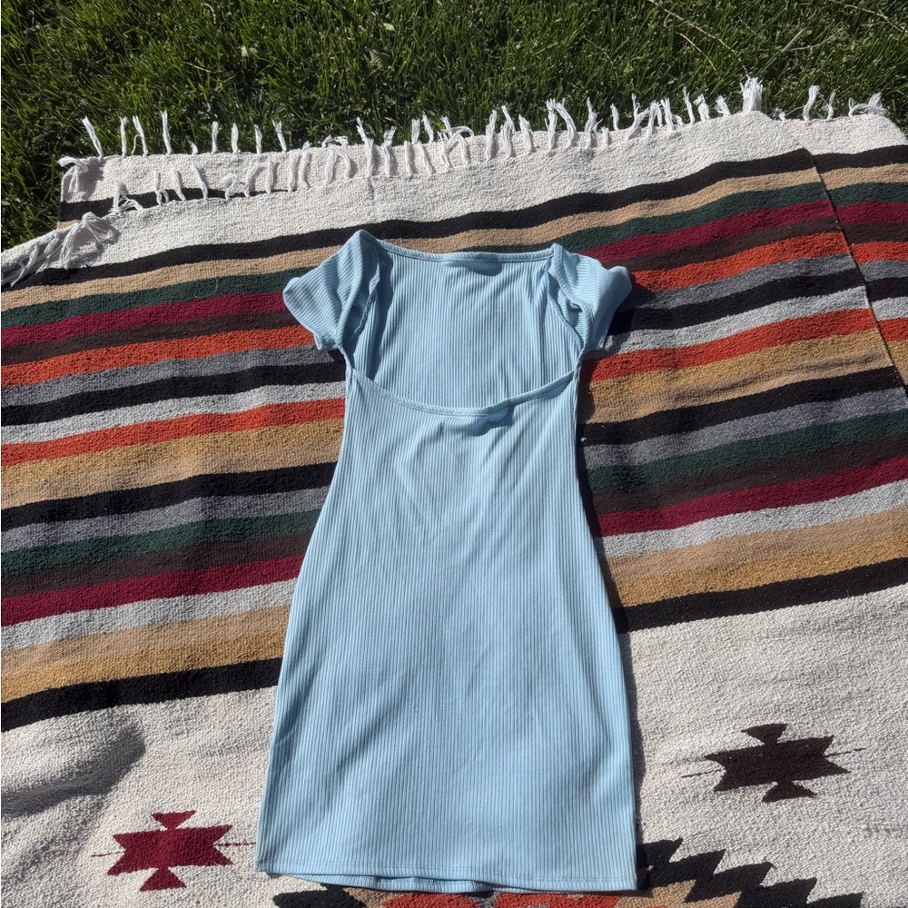 Light Blue Ribbed Dress - Picture 2 of 2